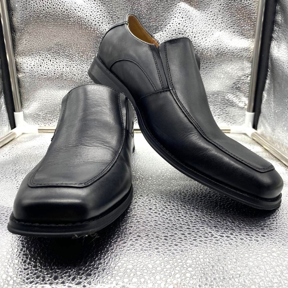 Joseph Abboud Dominic Venetian Loafer Shoes Mens‎ 10 Black Leather Square Toe